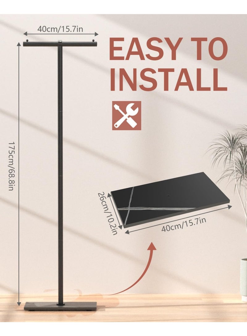 Metal Coat Racks Freestanding with Crossbar and 2 Hooks, Modern Coat Hanger with Marble Base, T Shaped Coat Stand for Entryway, Bedroom, Living Room, Office - Image 3